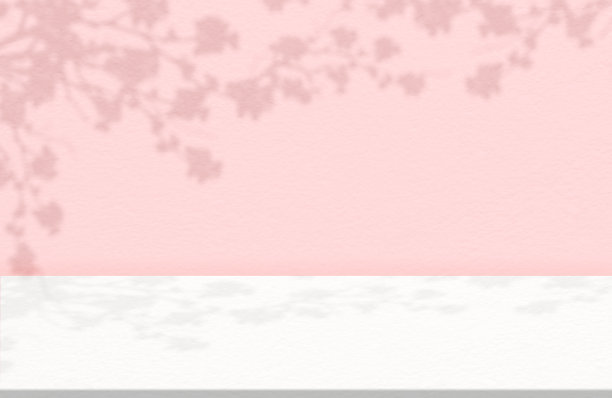 混凝土墙纹理与樱花阴影，粉红色水泥与樱花树枝阴影叠加在地板背景上。空白工作室背景与复制空间，背景化妆品产品展示图片下载