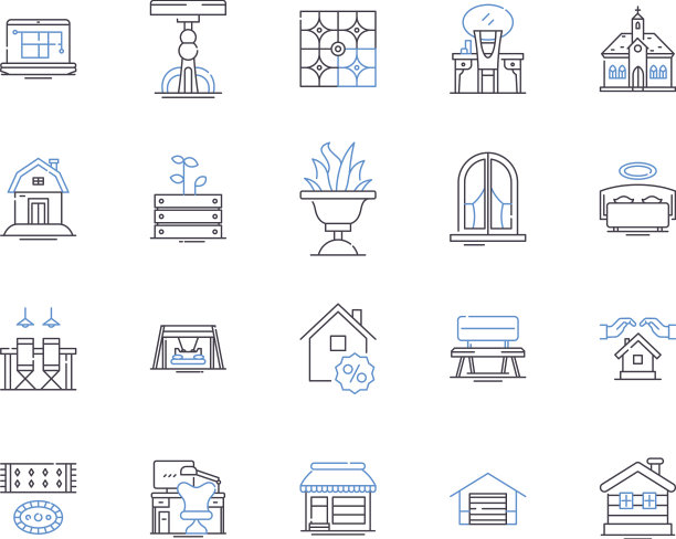 家具和室内轮廓图标集合图片下载