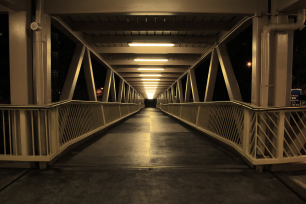 中间是夜晚里面的一座桥。图片下载