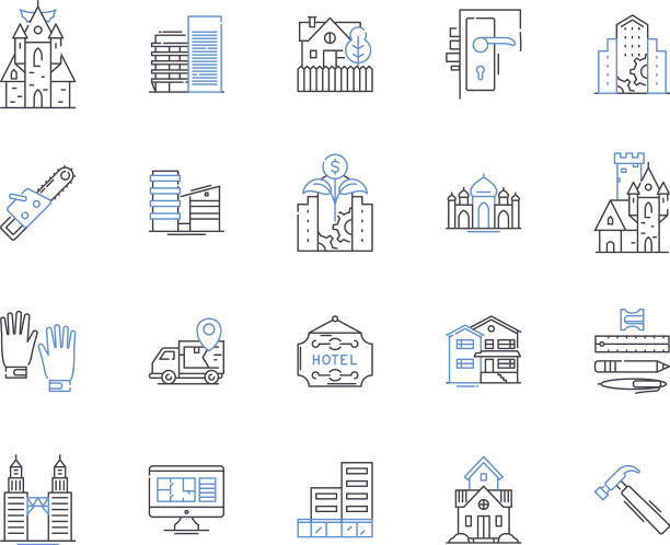 建筑和建筑勾勒出图标图片下载