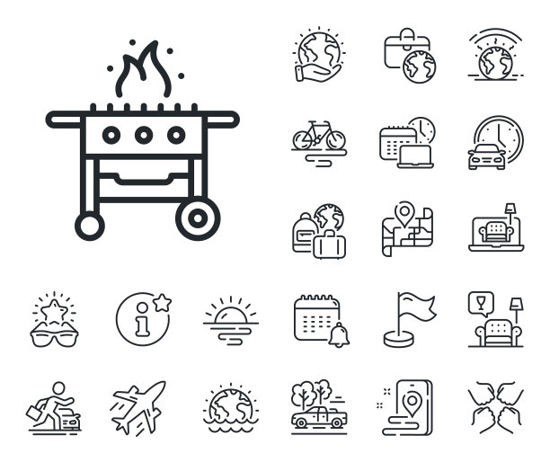 燃气烧烤线图标烧烤炊具烹饪图片下载