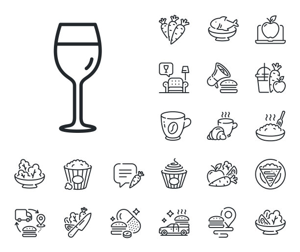 葡萄酒玻璃线图标波尔多玻璃标志绉纹图片下载