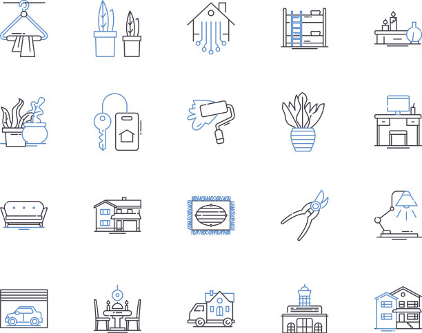 家具和室内轮廓图标集合图片下载