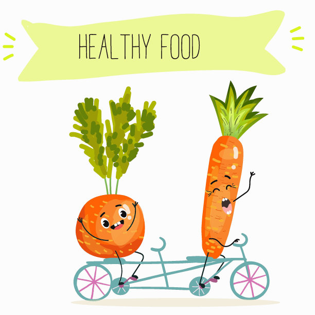 趣味蔬菜角色插画：巴黎胡萝卜和果胶图片下载