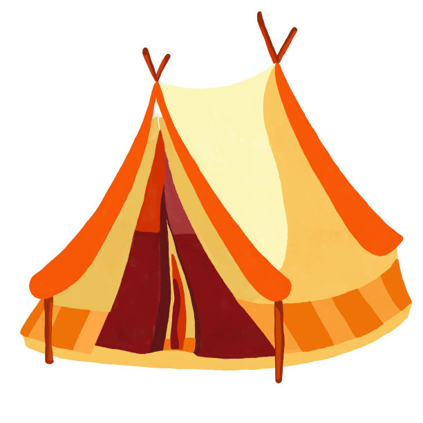 水彩和绘画复古帐篷露营和冒险在森林孤立的白色背景。数字绘画的图标插图。图片下载