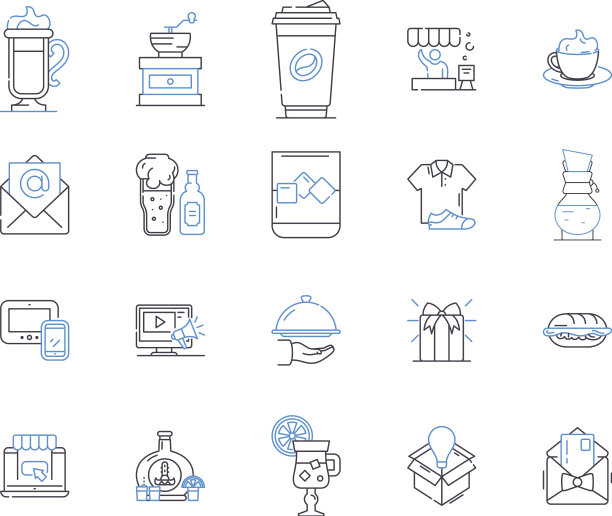 购物和餐厅轮廓图标收集图片下载