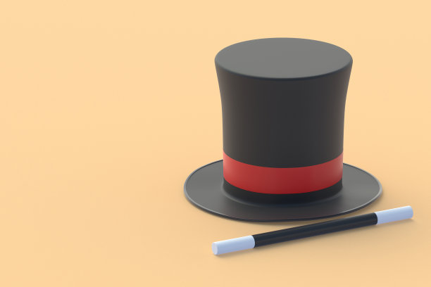 神奇的圆筒和棒。巫术的概念。神奇的配饰。神秘的表演。幻觉的技巧。马戏团表演。副本的空间。三维渲染图片下载