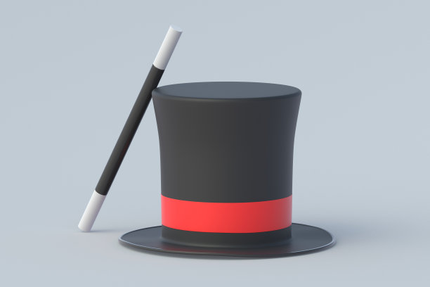 神奇的圆筒和棒。巫术的概念。神奇的配饰。神秘的表演。幻觉的技巧。马戏团表演。三维渲染图片下载