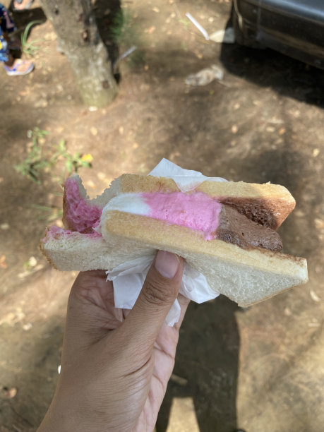 面包冰淇淋在手边。图片下载