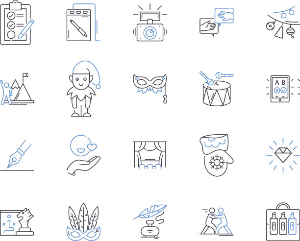 艺术和工艺概述图标收藏画图片下载