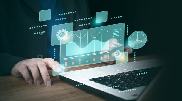 时间管理项目效率战略目标商业技术互联网概念。业务人员通过图表和kpi分析业务数据管理，以提高组织绩效。图片下载