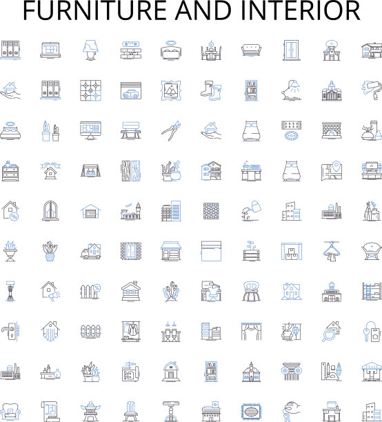 家具和室内轮廓图标集合图片下载
