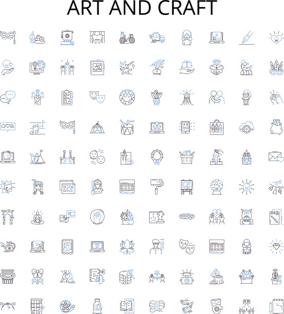 艺术和工艺概述图标收藏画图片下载