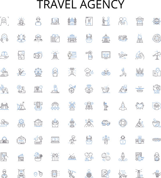 旅行社收藏旅游图标大纲图片下载
