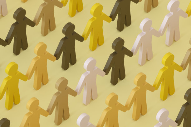 彩色简笔画手牵着手，人链，联网图片下载