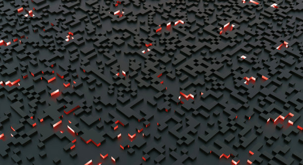 发光像素立方体纹理背景像素图案几何深黑色壁纸马赛克抽象正方形立方体块三维插图骰子图片下载