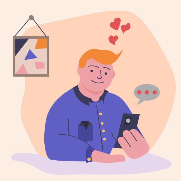 孟菲斯风格抽象男人打电话扁平风格矢量轮廓插画图片下载