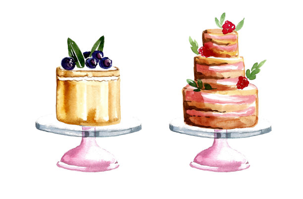 一套两个蛋糕放在架子上。图片下载