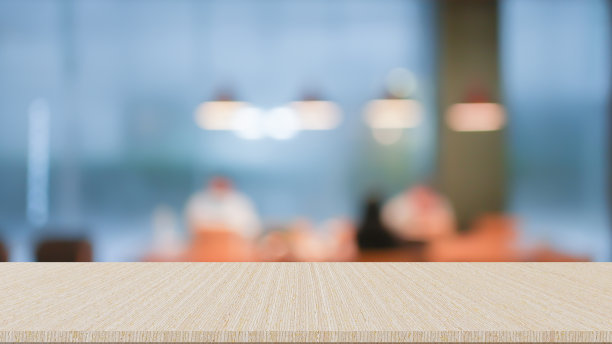 餐厅背景与现代米色桌子展示内容或宣传展示概念图片下载