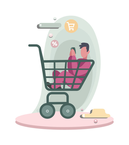 年轻人坐在图表上，拿着手机，在网上买东西图片下载