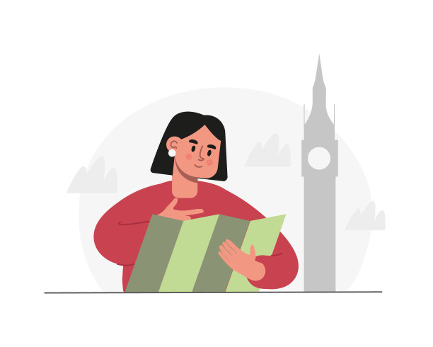 积极的女孩在大本钟前看着纸质地图上的路线说明图片下载