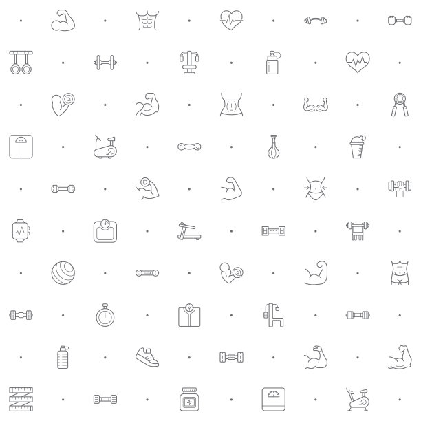 无缝模式与肌肉图标在白色背景。图片下载