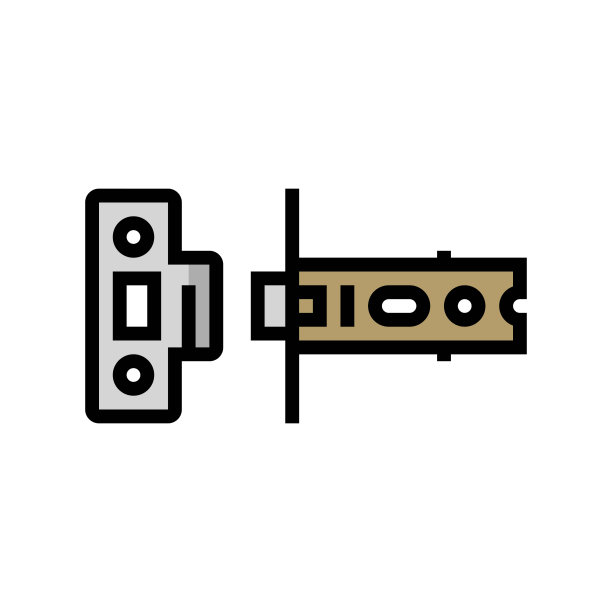 门闩五金家具配件颜色图标矢量插图图片下载