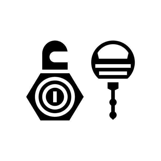 CAM锁键五金家具配件图标矢量插图图片下载