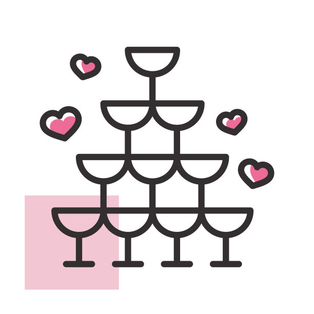 婚礼金字塔从眼镜隔离矢量图标图片下载