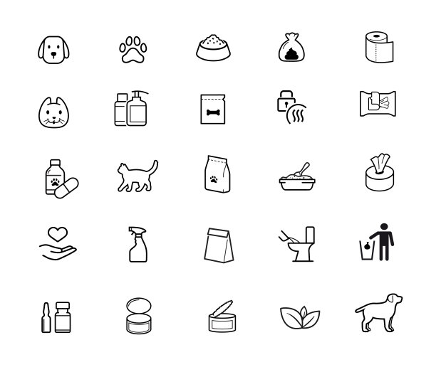 一组动物的图标。轮廓图标可以很好地伸缩和编辑。图片下载