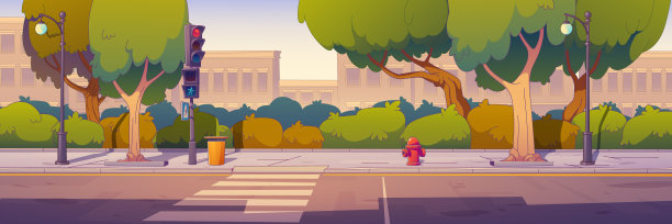 有红绿灯和人行道的城市街道道路图片下载