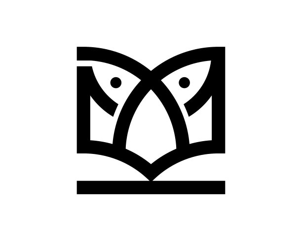 猫头鹰脸头作为一个打开的书的标志模板图片下载