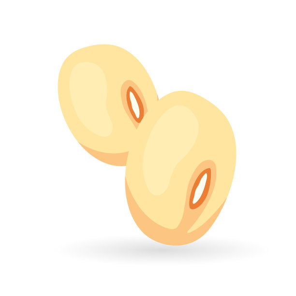 现实的卡通大豆图标。彩色矢量插图与豆子种子隔离在白色背景上。图片下载