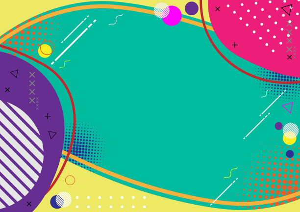 抽象的几何背景与丰富多彩的流行艺术图案横幅设计图片下载
