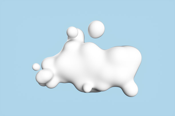 白色奶油在蓝色背景上的特写。三维渲染图图片下载