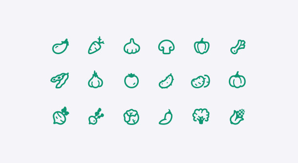 食物图标集。向量。蔬菜，新鲜健康的食物。孤立在白色的背景上。线图标集合。Eps10插图。图片下载