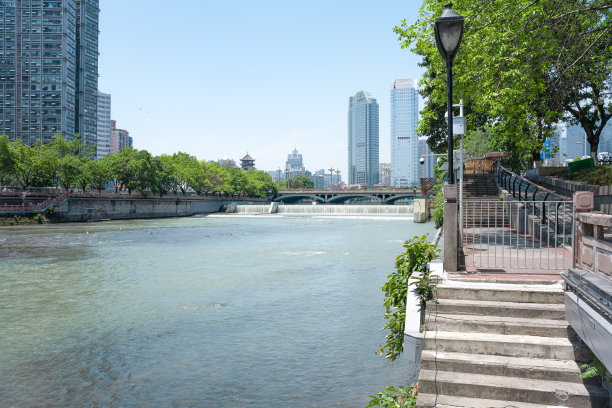 阳光明媚的成都安顺廊桥图片下载