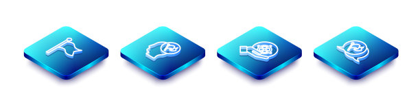 设置等距线标志，手握标志，目标和图标。向量图片下载