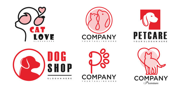 宠物店狗猫图标矢量符号设计（可用作宠物店、宠物诊所的标志）图片下载
