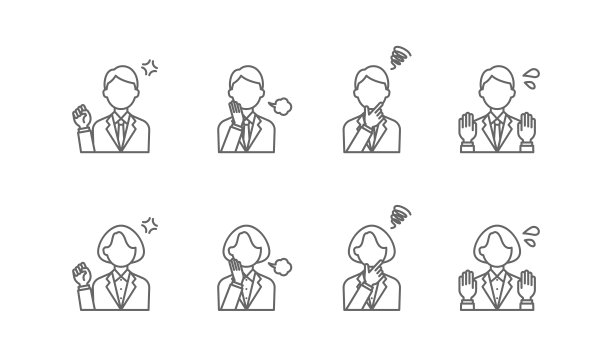 一个商业人士的负面情绪的插图。简单的线条绘制图标集。图片下载