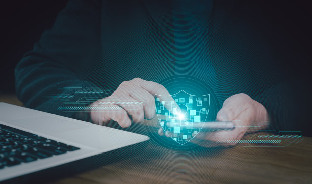 个人信息网络安全概念。全球网络安全技术，防病毒，屏蔽网页，用户名和密码认证系统。安全屏蔽与复选标记图标。图片下载