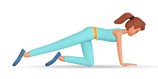 3d妇女做健身运动练习插图孤立的白色背景。运动的女人做健身3d插图图片下载