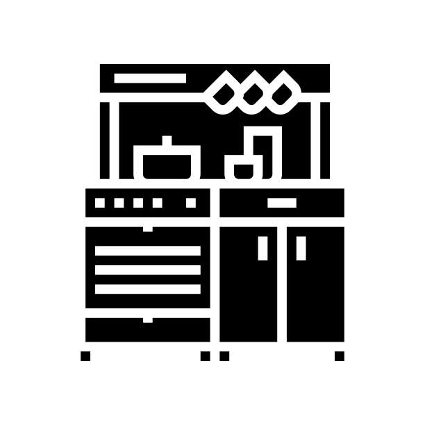 玩厨房玩具儿童游戏符号图标矢量插图图片下载