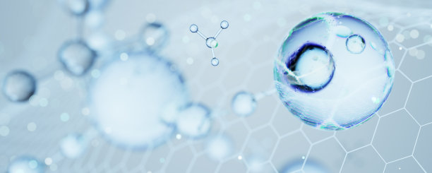 抽象液体，水。分子。科学化妆品技术背景。概念性护肤化妆品解决方案。具有生化、制药、化妆品等医学概念背景。3 d渲染。图片下载