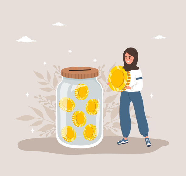 捐款概念。可爱的阿拉伯女人拿着装满金币的玻璃瓶。国际慈善日。融资的概念。矢量卡通插图。志愿服务和社会关怀图片下载