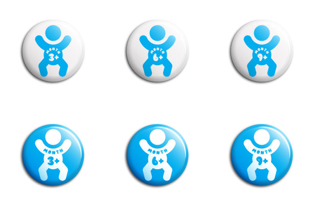 宝宝的年龄图标。儿童年龄符号。宝宝的迹象。3、6、9个月。平面矢量插图。图片下载