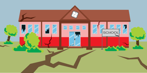 一幅发生在学校的地震图图片下载