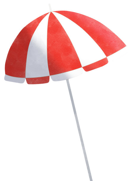 沙滩伞卡通剪贴画;红色和白色图片下载