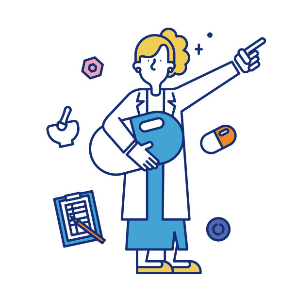 一名妇女从事药剂师工作的插图图片下载