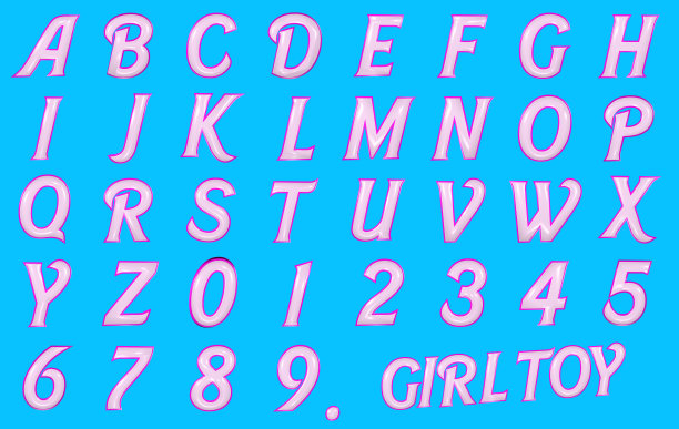玩具女孩粉红色3d渲染字母表图片下载